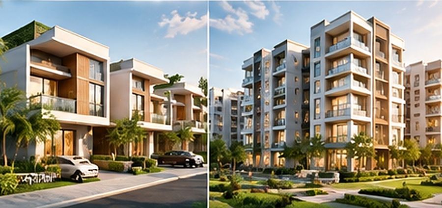 Modern villas and apartment blocks